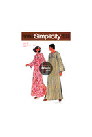 70s Unisex Kimono Sleeve Caftan with Slit Opening in High Round Neckline, Various Sizes, Simplicity 6695, Sewing Pattern Reproduction