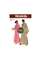 70s Unisex Kimono Sleeve Caftan with Slit Opening in High Round Neckline, Various Sizes, Simplicity 6695, Sewing Pattern Reproduction