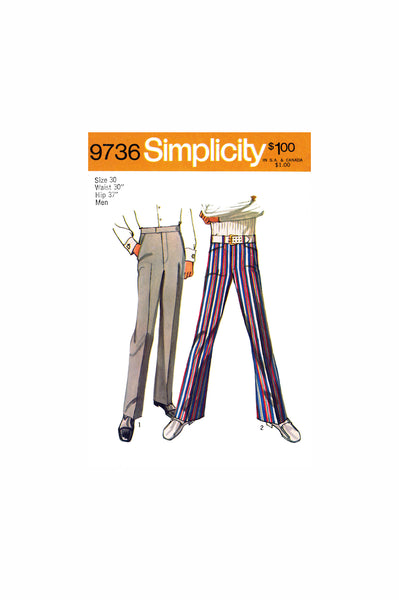 70s Men's Jean-Cut Bell-Bottom or Straight Leg Tailored Pants Waist 30 –  Patterns Central