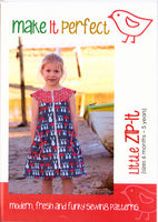 Make It Perfect - Little Zip-it Sewing Pattern, Girls' Dress, Size 6 months-5 years, Uncut, Factory Folded