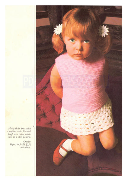 Little Girl's Crochet Dress and Skirt Pattern Instant Download PDF 3 pages