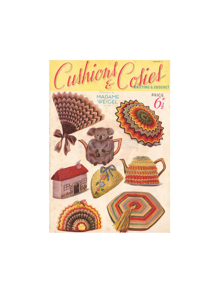 Madame Weigel's Cushions & Cosies - Vintage 30s Knitted and Crocheted Cushion and Tea Cosy Patterns Instant Download PDF 20 pages