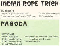 Two vintage 70s Indian Rope Trick + Pagoda Plant Hanger Patterns Instant Download PDF 2 +2 pages