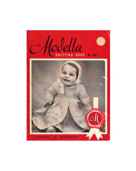 Modella Knitting Book 504 - 40s Knitting Patterns for Layettes - Instant Download PDF 20 pages