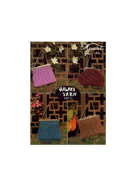 Myart Book 13 Galaxy Yarn - 60s Knitting and Crocheting Handbag Patterns - Instant Download PDF 12 pages