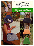 Myart Book 9 Nylon Ribbon - 60s Knitting and Crocheting Patterns for Handbags, Cushion Covers, Slippers and a Hat - Instant Download PDF 16 pages