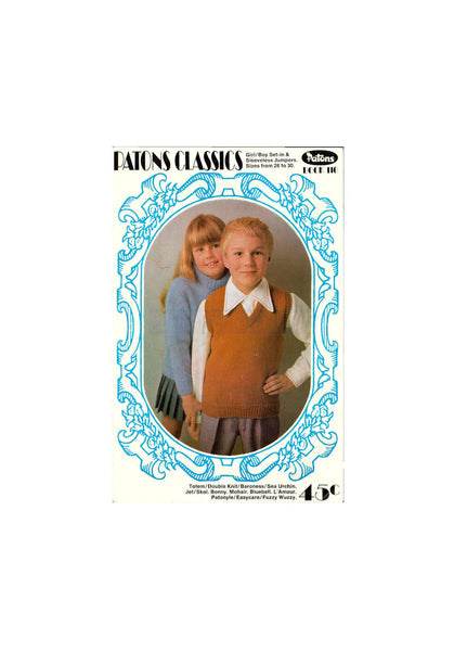 Patons 110 - Early 70s Knitting Patterns for Set-in Sleeves & Sleeveless Jumpers/Sweaters for Boys and Girls Instant Download PDF 20 pages