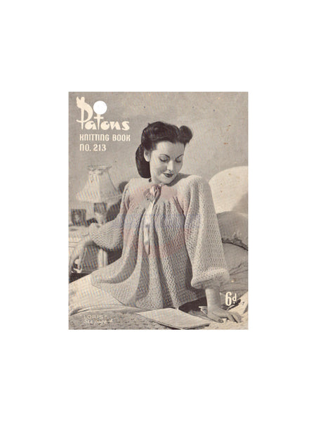 Patons No. 213 Vintage 40s Bed Jackets and Dressing Gowns Instant Download PDF 20 pages