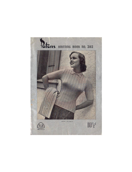Patons 305 - 50s Knitting Patterns for Cardigans, Sweaters and Vests for Women Instant Download PDF 16 pages