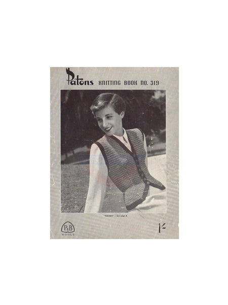 Patons 319 - 50s Knitting Patterns for Women's Jumpers, Sweaters, Vests and Cardigans, Instant Download PDF 16 pages
