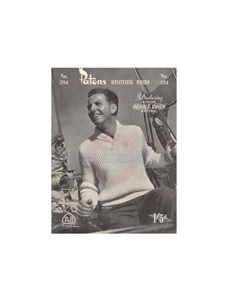 Patons Book 394 - 50s Knitting Patterns for Men Instant Download PDF 16 pages