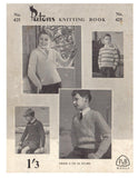 Patons 425 - 50s Knitting Patterns for Sweaters, Jackets and Cardigans For Boys Instant Download PDF 16 pages