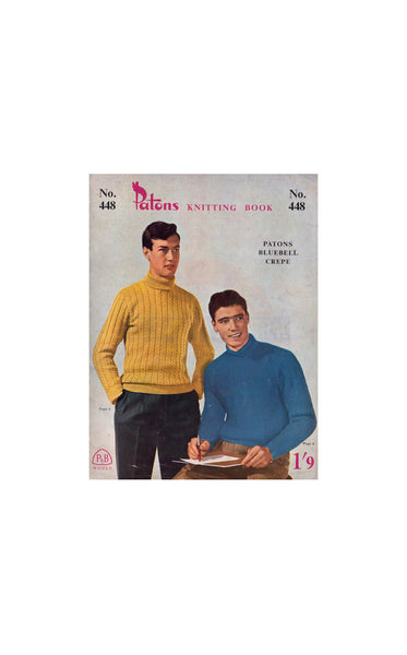 Patons 448 - 50s Knitting Patterns for Men's Jumpers/Sweaters, Pullovers, Cardigans Instant Download PDF 16 pages