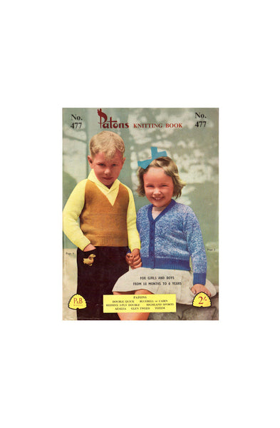 Patons 477 - 60s Knitting Patterns for Girls And Boys From 18 Months To 6 Years Instant Download PDF 20 pages