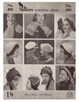 Patons 490 - 50s Knitting Patterns for Women's hats and shawls Instant Download PDF 20 pages