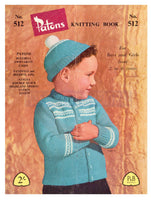 Patons 512 - Eight 50s Knitting Patterns for 2-6 Year Old Boys and Girls, Instant Download PDF 20 pages