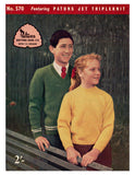 Patons 570 - Knitting Patterns for Cardigans, Sweaters, Cap, Scarf and Mitts Download PDF 16 pages