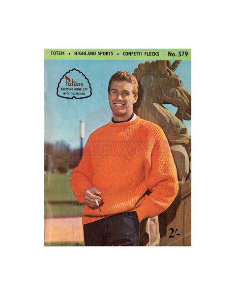 Patons 579 - 60s Knitting Patterns for Men's Sweaters/Jumpers and Cardigans Instant Download PDF 20 pages