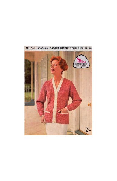 Patons 591 - 50s Knitting Patterns for Men's, Women's and Children's Cardigans, Women's Cape, Men's Sweater Instant Download PDF 20 pages