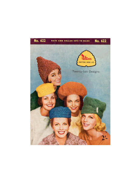 Patons 622 Hats and Collar Sets - Vintage 60s Crocheted and Knitted Hat and Collar Set Patterns - Instant Download PDF 20 pages