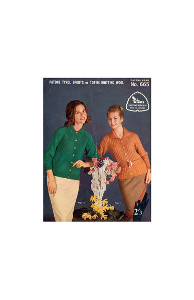 Patons 665 Knitting Book - Patterns for Women's Sweaters/Jumpers, Jackets, Over-Blouse, Frock and Cardigan - Instant Download PDF 24 pages
