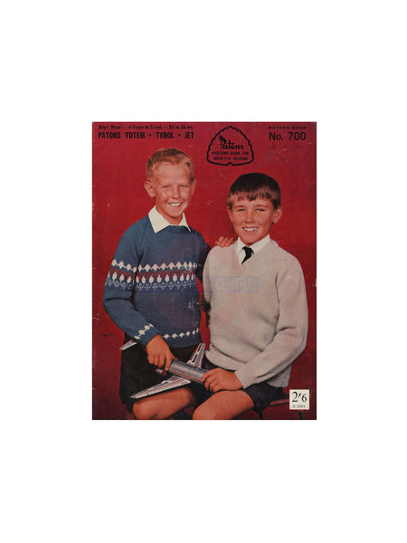 Patons 700 - 60s Knitting Patterns for Sweaters, Jackets and Cardigans For Boys Instant Download PDF 24 pages