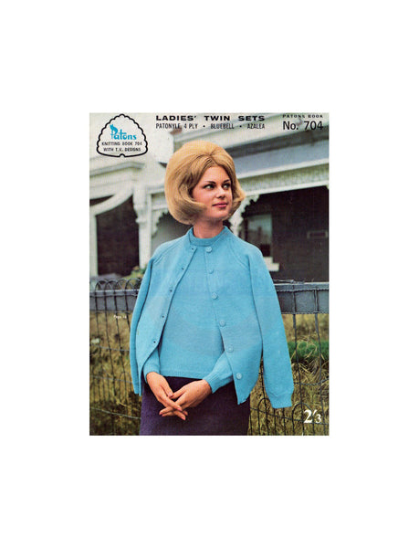 Patons 704 60s Knitting Patterns for Cardigans and Twin Sets for