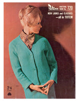 Patons 720 - 60s Patterns for Women's Sweater/Jumper, Jackets, Cardigan, Skirt, and Cape - Instant Download PDF 20 pages