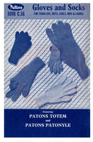 Patons C.16 Gloves and Socks 50s Knitting Patterns For Men's Women's and Children's Gloves and Socks Instant Download PDF 24 pages