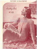 Patons & Baldwin Book 133 - 40s Knitting Patterns for Women's Jackets, Dressing Gown and Spencers - Instant Download PDF 20 pages