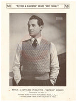 Patons & Baldwin's Knitting Book 122 - 40s Knitting Patterns for Men Instant Download PDF 20 pages
