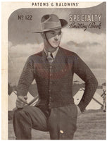 Patons & Baldwin's Knitting Book 122 - 40s Knitting Patterns for Men Instant Download PDF 20 pages