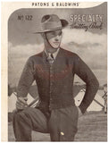 Patons & Baldwin's Knitting Book 122 - 40s Knitting Patterns for Men Instant Download PDF 20 pages