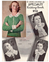 Patons & Baldwin Book 66 - 50s Knitting Patterns for Women's Jumpers/Sweaters, Coats, Scarves, Cardigan, Gloves, Collar, Cuffs, Waistcoat, Tie and Cardigans - Instant Download PDF 28 pages