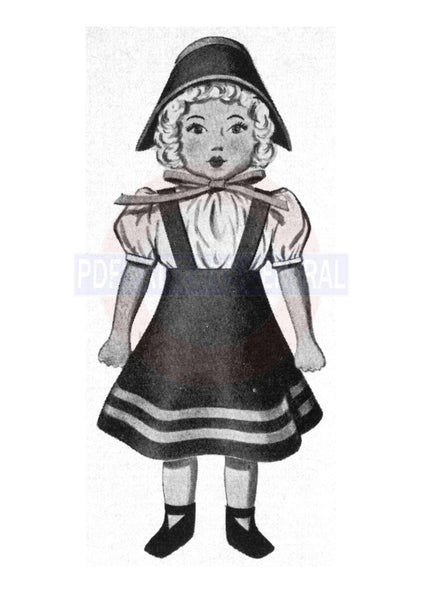 Vintage 50s Felted Doll Soft Toy Pattern Instant Download PDF