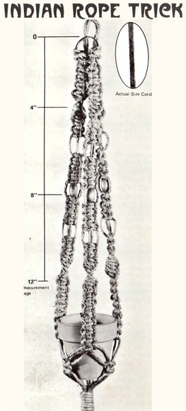 Two vintage 70s Indian Rope Trick + Pagoda Plant Hanger Patterns Instant Download PDF 2 +2 pages