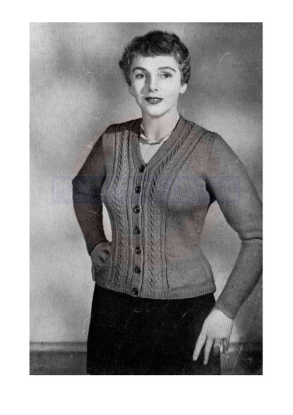 1950s Cardigan Bust Size 36-42, instant download PDF 3 pages
