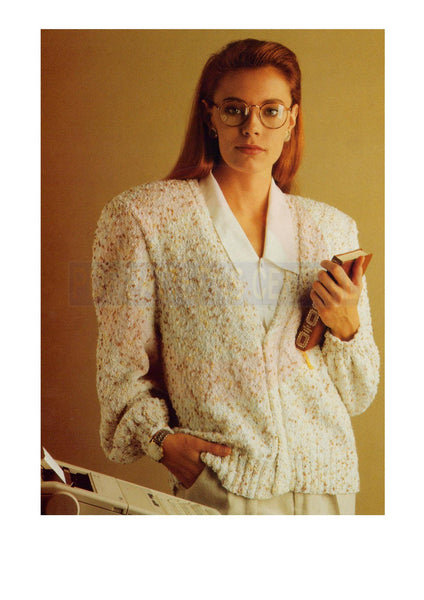 1980s Knitted Deep V-Neck Cardigan Bust Size 30-40 Instant Download PDF 2 pages