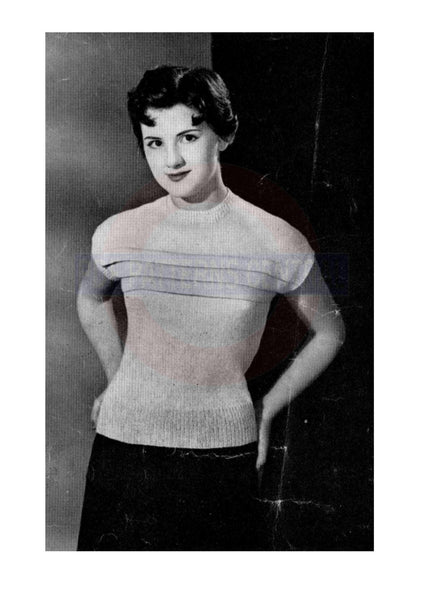 1950s Jumper with Tucked Yoke Bust Size 32-36, instant download PDF 2 pages