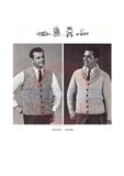 Vintage 50s Men's Sleeveless or Collared Cardigan, Knitting Pattern, Instant Download PDF 4 pages