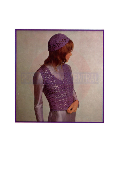 70s Crocheted Vest and Cap - Instant Download PDF 3 pages