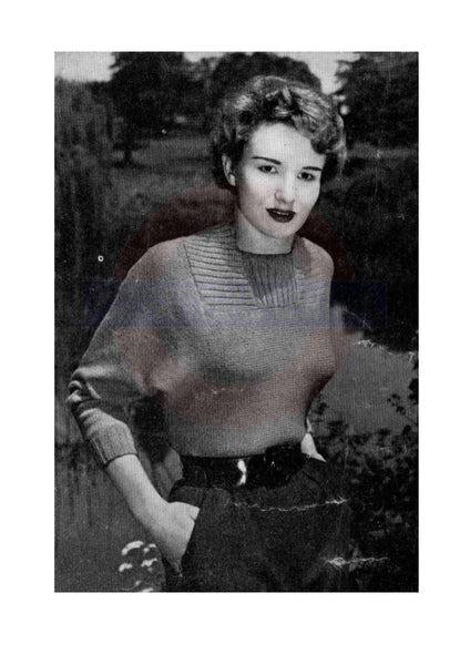1950s Pattern for Knitted Dolman Jumper Bust Size 34-36, instant download PDF 2 pages