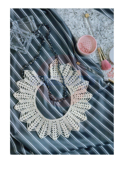 Retro 80s Summer Shells Crocheted Lace Collar Pattern Instant Download PDF 2 pages