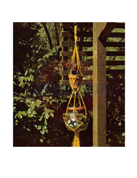 Vintage 70s Macrame Sun Song Plant Hanger Pattern Instant Download PDF 2 + 2 pages