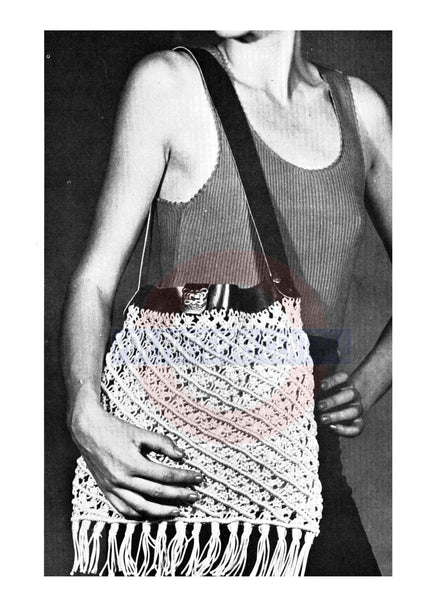 Vintage 70s Macrame Bag Pattern Instant Download PDF 2 + 15 pages