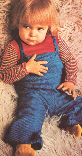 Boy's Knitted Romper and Striped Sweater Pattern Instant Download PDF 2 pages