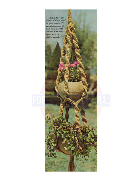 Vintage 70s Macrame Desert Symmetry Plant Hanger Pattern Instant Download PDF 2 + 2 pages