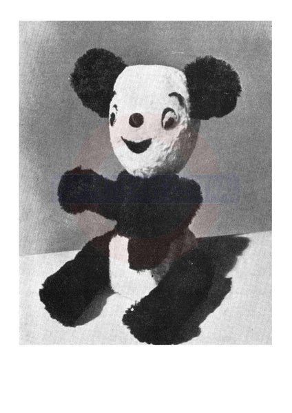 Vintage 50s Felted Panda Soft Toy Pattern Instant Download PDF