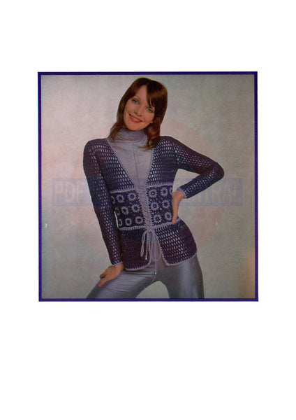 70s Crochet Long Vest - Instant Download PDF 4 pages