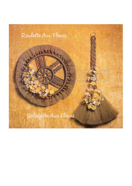 Vintage 70s Roulette & Balayette Aux Fleurs Macrame Wall Hangings Pattern Instant Download PDF 3 + 5 pages